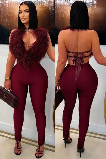 Fur Top And Metallic Tights