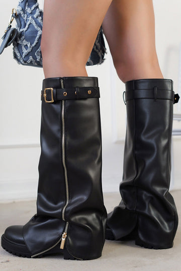 Fold Down Buckled Strap Booties