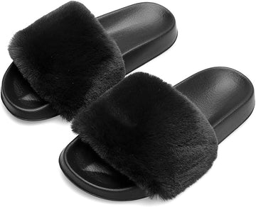 Black Fur Slipper
