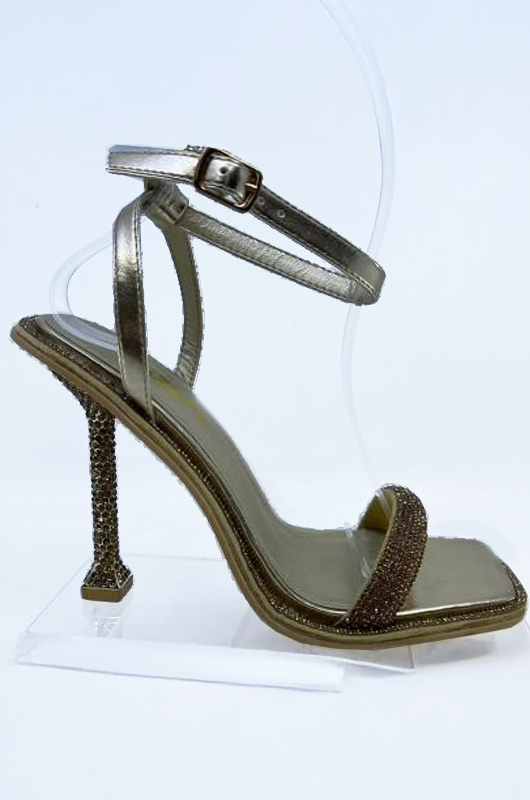 Rhinestone Square Toe Heels