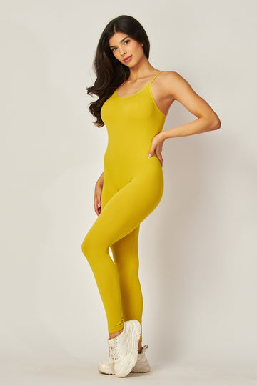 Seamless Fine Ribbed Strap Jumpsuit
