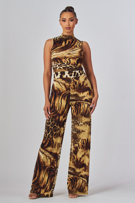 Sleeveless Mock Neck Jumpsuit