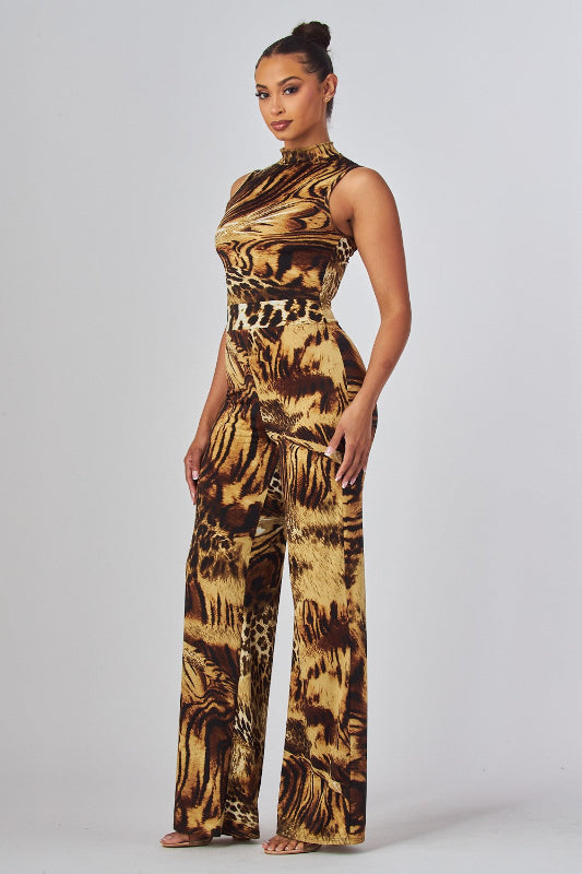 Sleeveless Mock Neck Jumpsuit