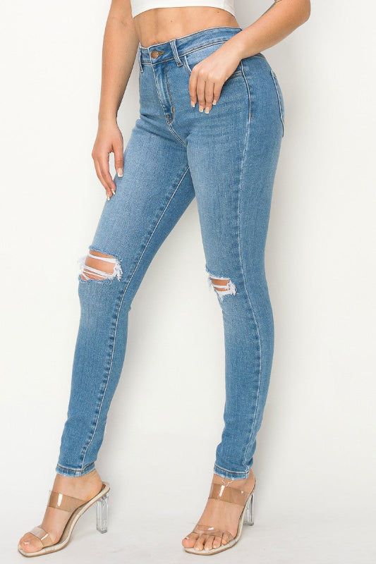 High Rise Destructed Authentic Skinny