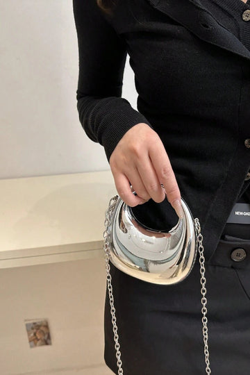 Metal Moon Shape Clutch Bag