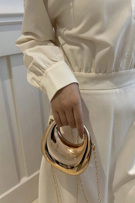 Metal Moon Shape Clutch Bag