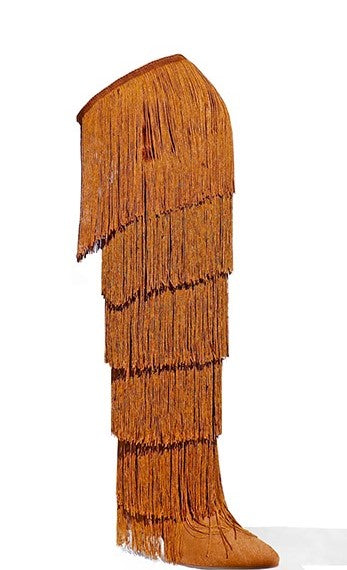 Thigh High Fringe Boot with Heel
