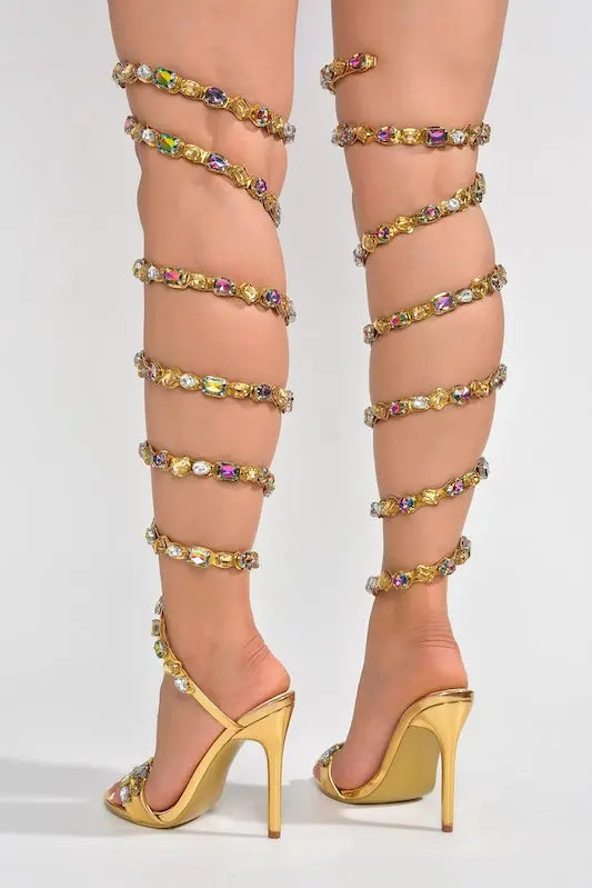 Ankle to Calf Spiral Gem Heel CAPE ROBBIN INC