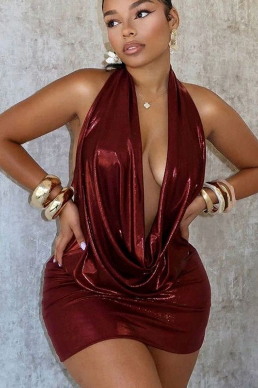 Halter Drape Mini Dress