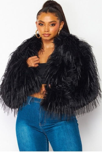 Short Faux Fur Crop Jacket