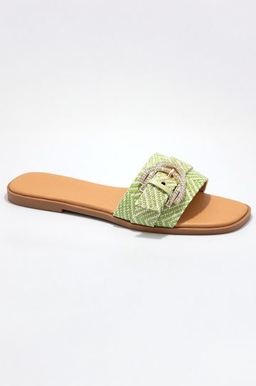 Embellished Buckle Slide Sandals