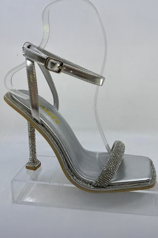 Rhinestone Square Toe Heels