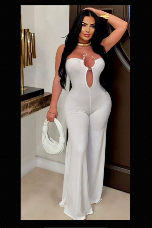 Gold Snake Trim Tube Wide Leg Jumpsuit