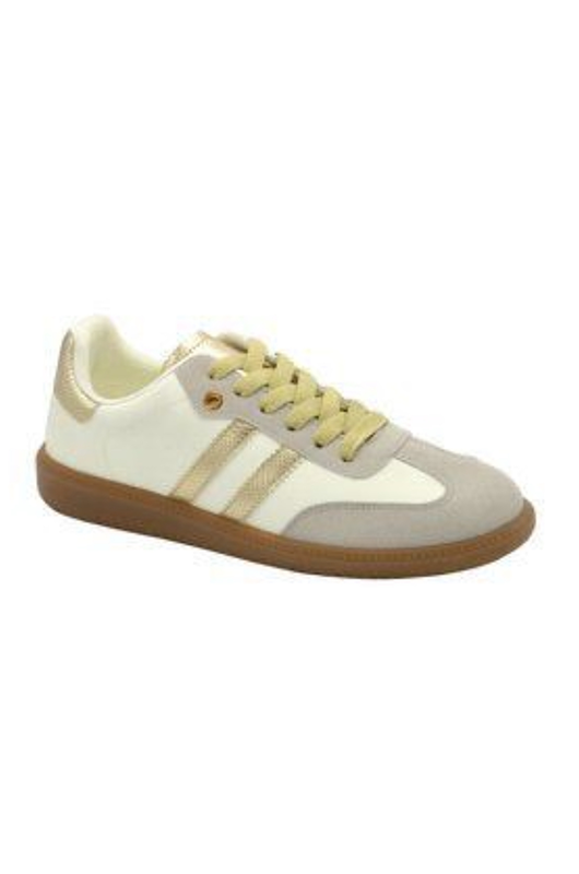 Retro Low-Profile Leather & Suede Court Sneakers with Gum Rubber Sole