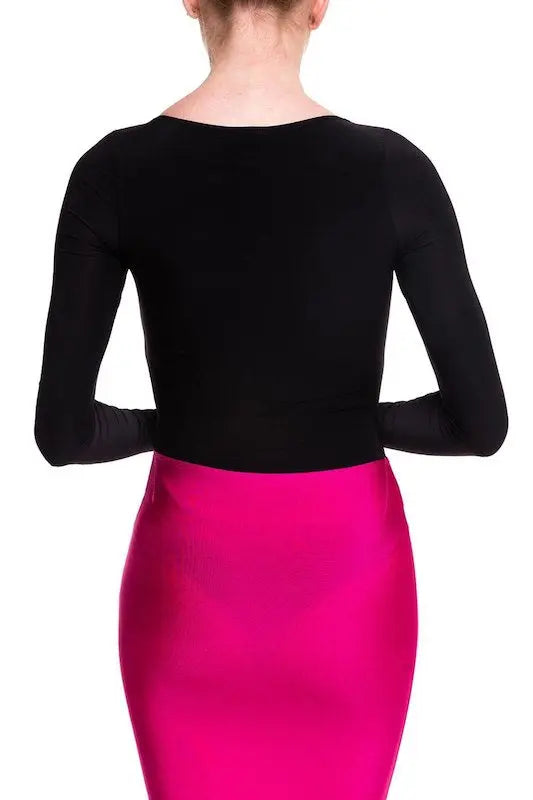 Square Neck Long Sleeve Bodysuit LETS GO APPAREL