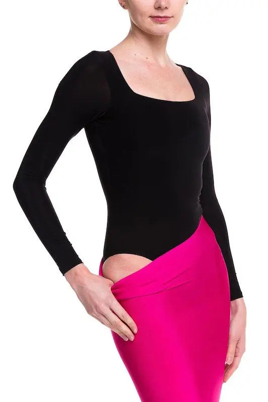 Square Neck Long Sleeve Bodysuit LETS GO APPAREL