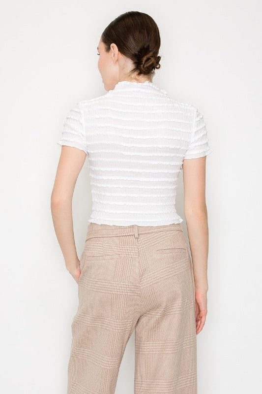 Puff Tiered Lace Short Sleeve Top