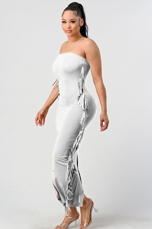 Fringe Maxi Tube Dress